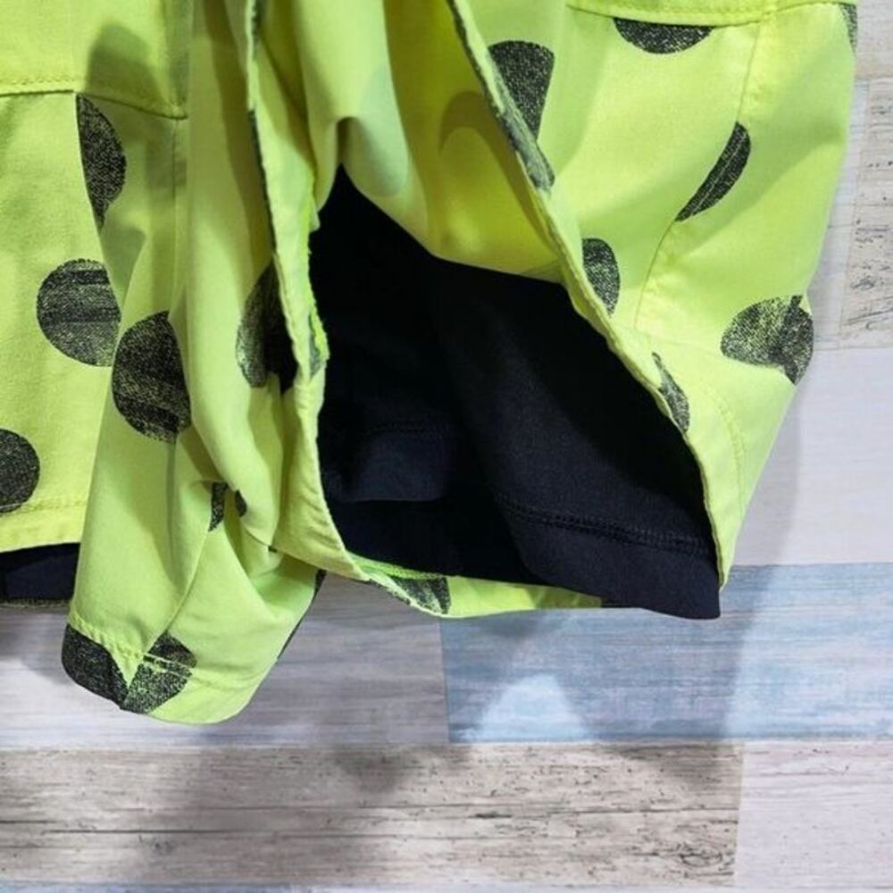 NIKE Icon 2 In 1 Dri Fit Running Shorts Neon Green Black Polka Dots Womens Small - Picture 3 of 7